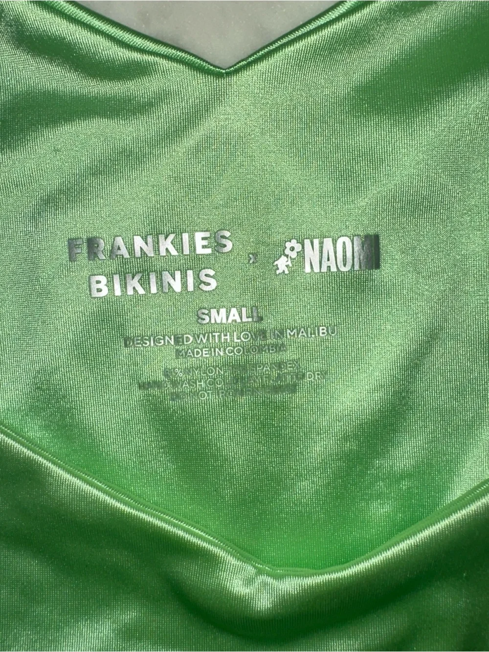 Frankie's Bikinis Neon Lime Green Satin Bikini Set